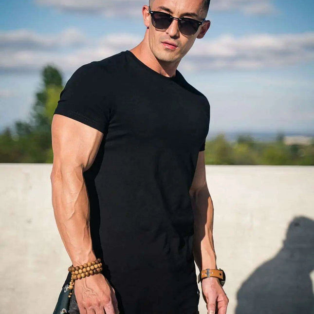 Men's High-Quality Cotton Short Sleeve Workout T-Shirt for Summer Fitness and Gym Activities