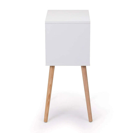 Set of 2 Elegant White and Walnut Nightstands - Modern Multifunctional Bedside Tables with Generous Storage