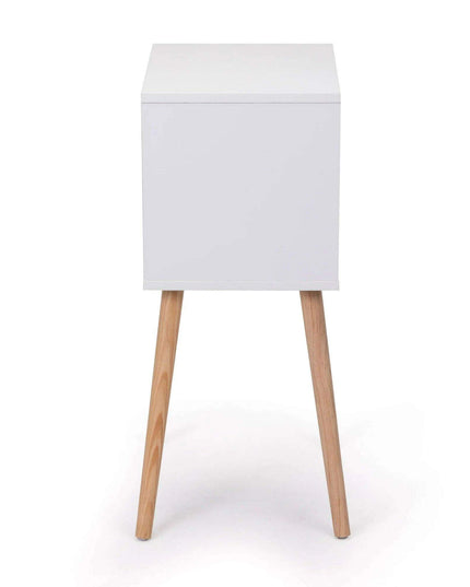 Set of 2 Elegant White and Walnut Nightstands - Modern Multifunctional Bedside Tables with Generous Storage