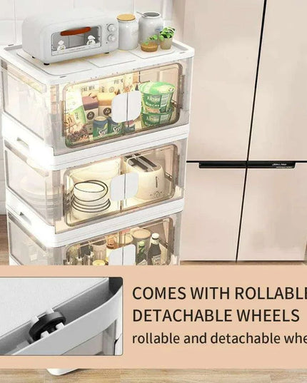 Collapsible 18-Gallon Storage Bin with Clear Access Doors and Rolling Wheels - Optimize Your Organization!