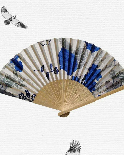 Elegant Vintage Chinese Silk Bamboo Folding Fan with Unique Designs
