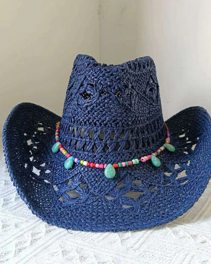 Lake Blue Western Cowboy Straw Hat Unisex with Adjustable Size