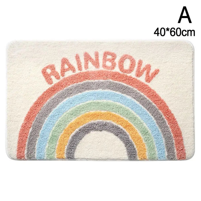 Rainbow Bliss Faux Cashmere Bathroom Mat - Colorful Anti-Slip Rug