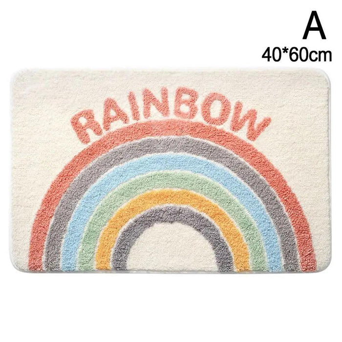 Rainbow Delight Bathroom Rug - Luxurious Faux Cashmere Mat with Anti-Slip Backing