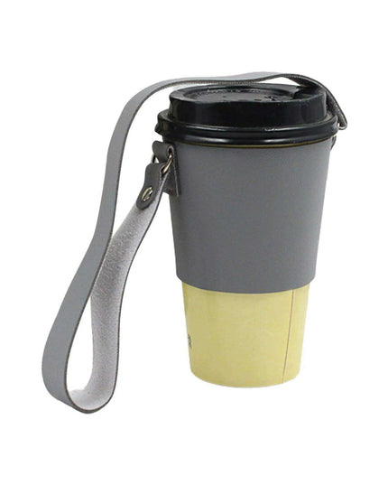 Leather Cup Holder with Strap - Stylish Drink Sleeve for Hot and Cold Drinks