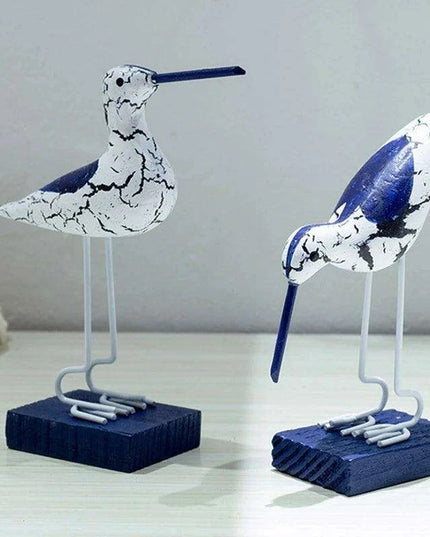 Set of Three Exquisite Wooden Seagulls for Nautical Home Decoration