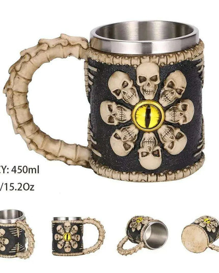 Skull Viking Pirate Tankard: Resin Steel Drinking Vessel & Decor Accent