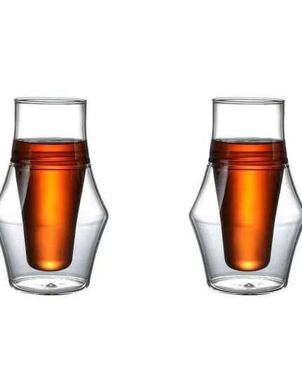 Artisan Japanese Double Insulated Coffee Glass Mug