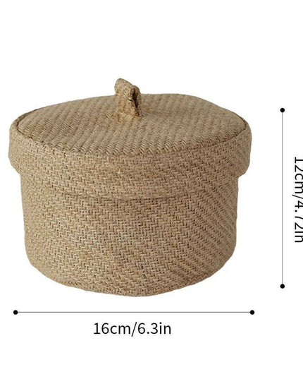 Stylish Round Jute Basket with Lid - Contemporary Organizing Solution