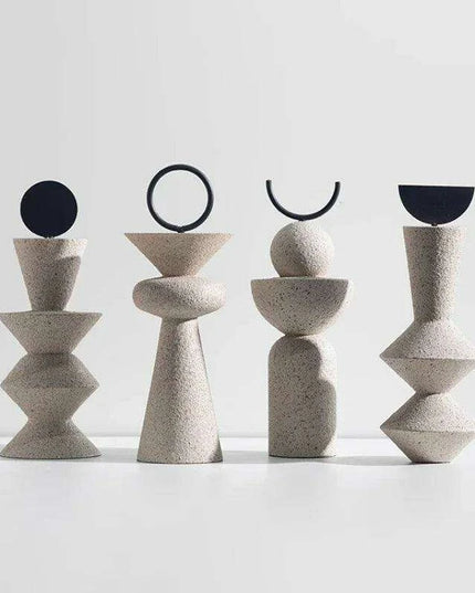 Geometric Elegance: Abstract Sandstone Art Sculpture