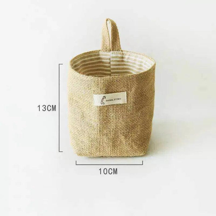 Versatile Foldable Jute and Cotton Storage Basket for Home and Travel