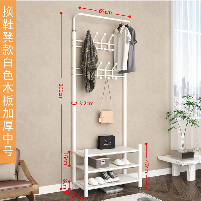 Modern Entryway Organizer with Hooks - Stylish Storage Solution for Shoes and Coats