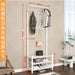 Modern Entryway Organizer with Hooks - Stylish Storage Solution for Shoes and Coats