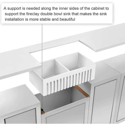 33-Inch Stylish Double Bowl Fireclay Farmhouse Sink with Reversible Apron Front by HausinLuck - Elegant White Design