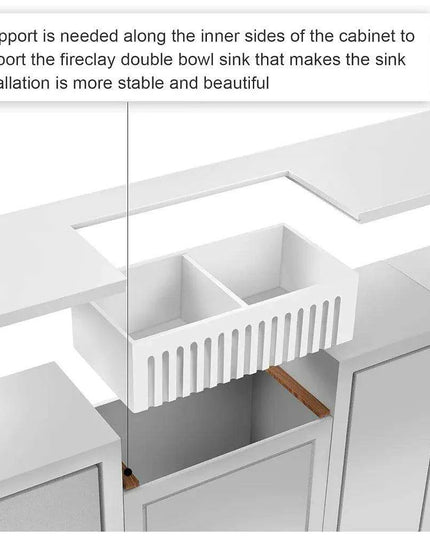 33-Inch Stylish Double Bowl Fireclay Farmhouse Sink with Reversible Apron Front by HausinLuck - Elegant White Design