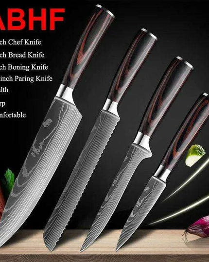 Exquisite Damascus Steel Chef Knife Collection - 1-10Pcs Japanese Santoku and Utility Knives for Culinary Excellence