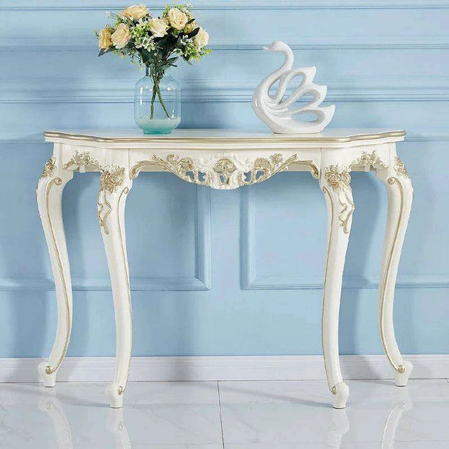 Elegantly Crafted Vintage Wood Half-Moon Console Table