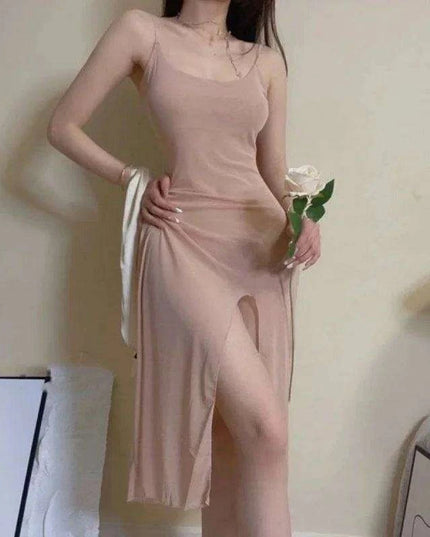 Elegant Summer Solid Color Maxi Dress with Side Slit
