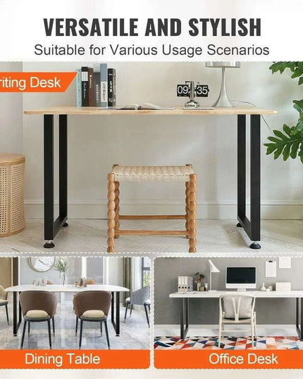 Heavy-Duty Matte Black Adjustable Steel Desk Legs - 28" Square, Supports Up to 1000 lbs, Set of 2