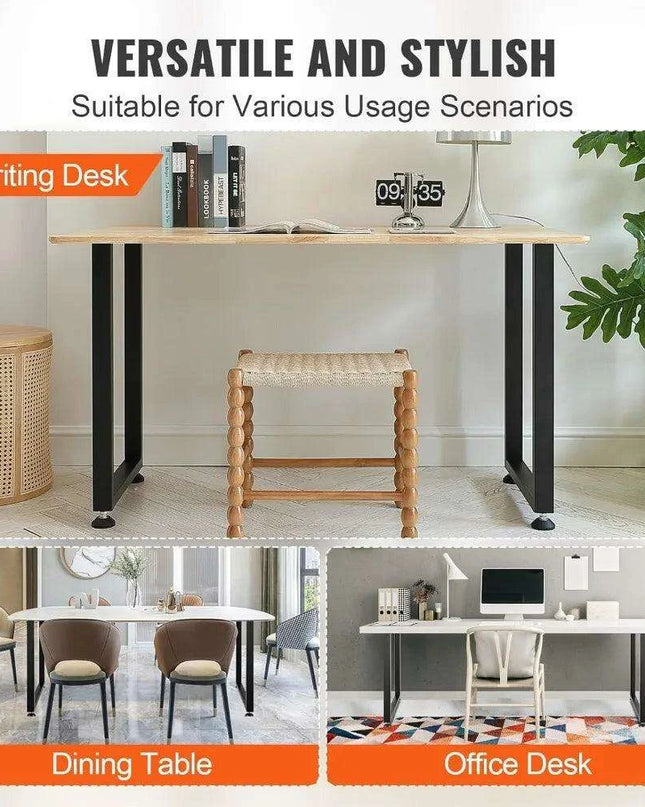 Heavy-Duty Matte Black Adjustable Steel Desk Legs - 28" Square, Supports Up to 1000 lbs, Set of 2