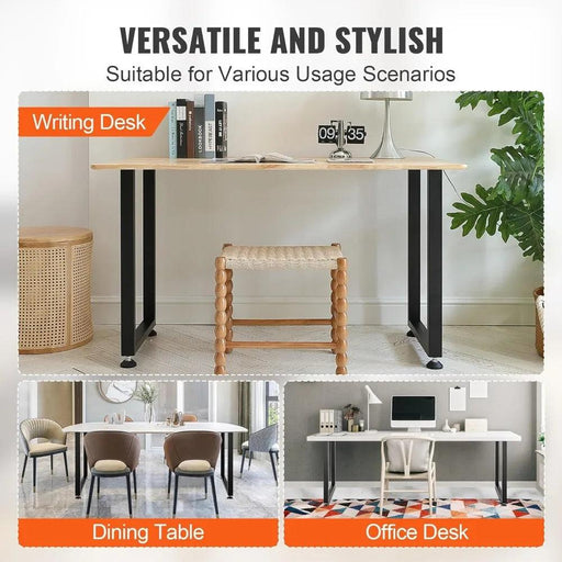 Heavy-Duty Matte Black Adjustable Steel Desk Legs - 28" Square, Supports Up to 1000 lbs, Set of 2
