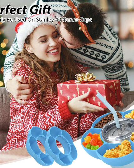 Versatile 5-Compartment Silicone Snack Bowl Set for 40oz Insulated Tumblers