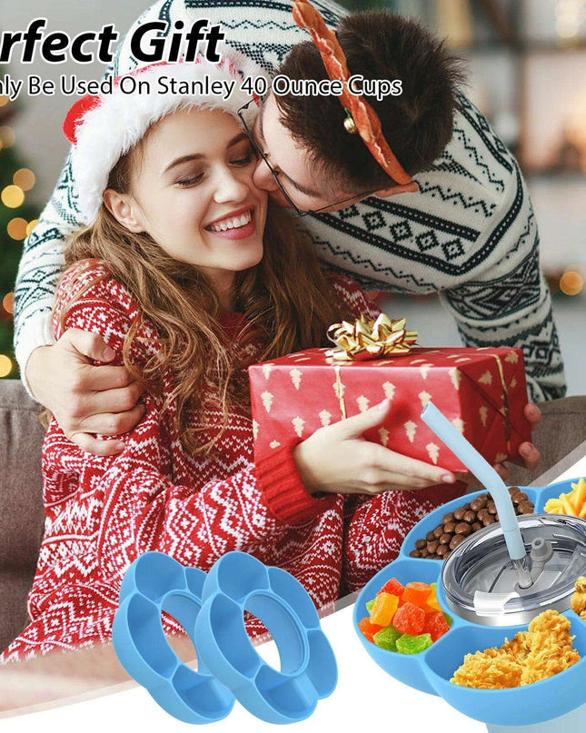 Versatile 5-Compartment Silicone Snack Bowl Set for 40oz Insulated Tumblers