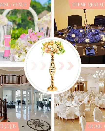 Sophisticated Gold Metal Floral Displays - 20-Piece Wedding Centerpiece Set