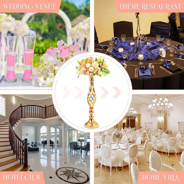 Sophisticated Gold Metal Floral Displays - 20-Piece Wedding Centerpiece Set
