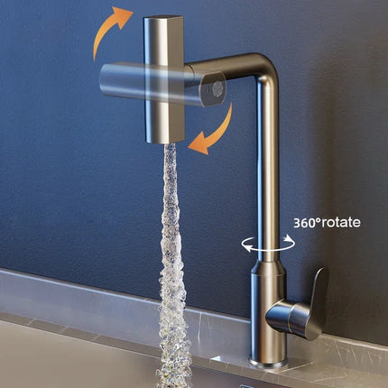 Stainless Steel Kitchen Faucet with 360° Rotating Spray Head