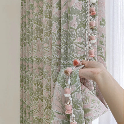 Powder Cream Jacquard Chenille Blackout Curtains