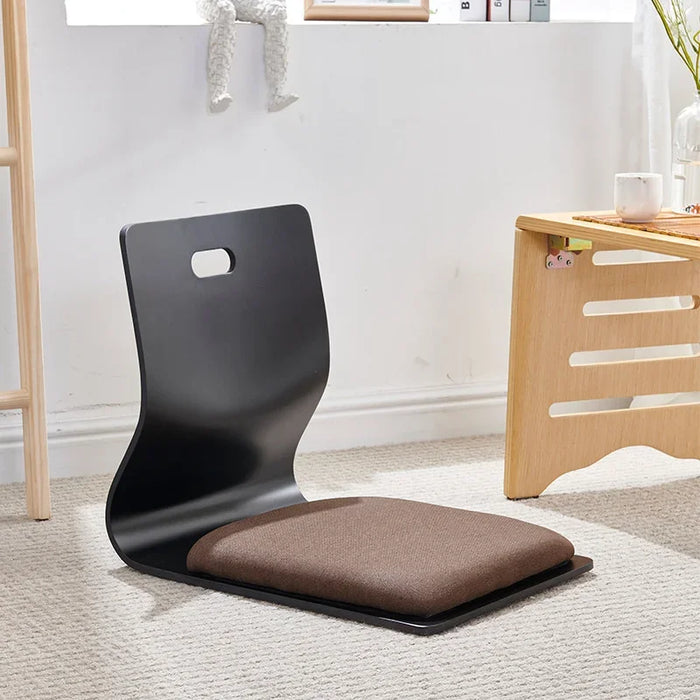 Japanese Style Legless Floor Chair with Wooden Panel Design - Versatile Furniture Piece for Cozy Living Rooms