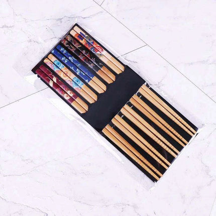 Eco-Friendly Bamboo Chopsticks Set - 5 Pairs for Sushi and Asian Delicacies