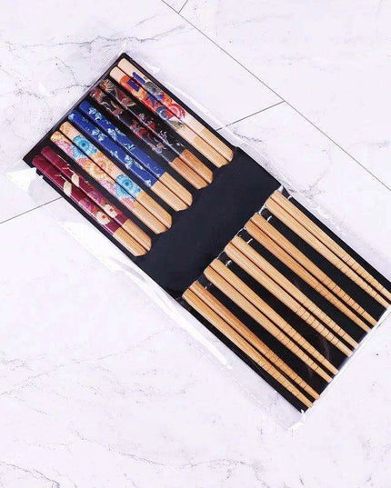 Eco-Friendly Bamboo Chopsticks Set - 5 Pairs for Sushi and Asian Delicacies