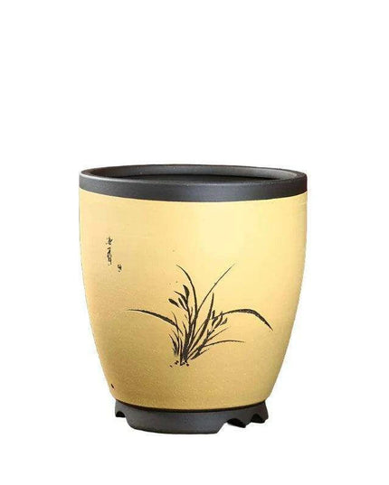 Elegant Purple Sand Bonsai Pot Set for Clivia Plants