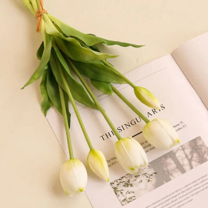 Realistic 5 Heads Tulips Bouquet Silicone Real Touch Artificial Flower High Quality Home Decor realistic-5-heads-tulips-bouquet-silicone-real-touch-artificial-flower-high-quality-home-decor
