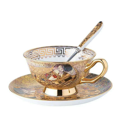 Klimt Kiss Luxury Bone China Tea and Coffee Set with Elegant Gift Presentation