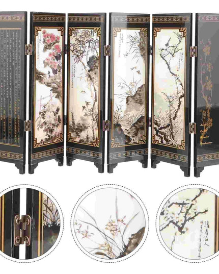 Vintage Chinese Mini Folding Desk Screen - Elegant Room Divider for Home and Office