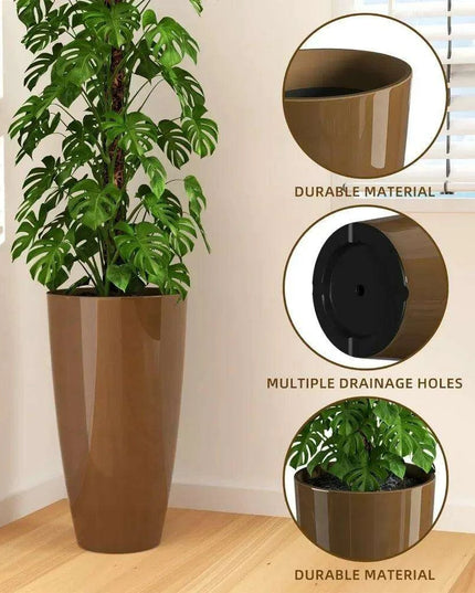 Elegant Pair of Tall Outdoor Planters - 21 inch Height for Stylish Garden Decor