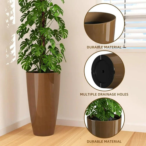 Elegant Pair of Tall Outdoor Planters - 21 inch Height for Stylish Garden Decor