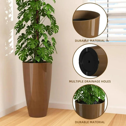 Set of 2 Modern Tall Outdoor Planters 21 inch Height - Durable Design