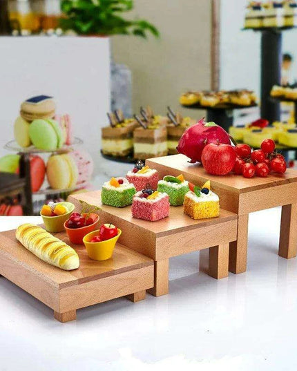 Charming Vintage Wooden Multi-Tier Treat and Snack Display Rack for Events and Celebrations