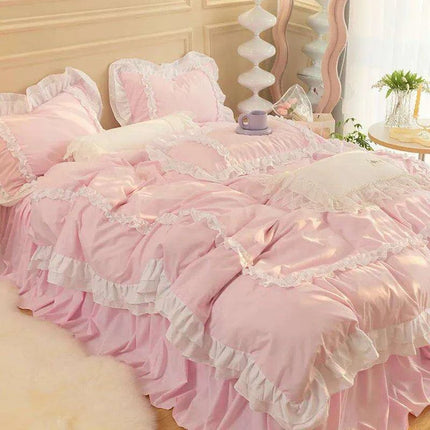 Sumptuous Korean-Style Washed Cotton Bedding Ensemble with Elegant Envelope Pillowcase Design