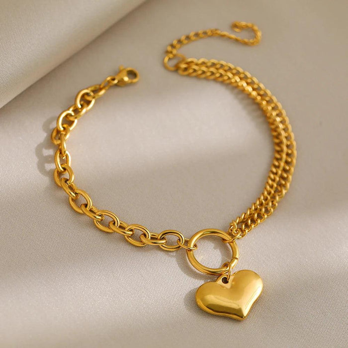 Baroque Gothic Heart Stainless Steel Couple Bracelets - Timeless Love Tokens for Him and Her