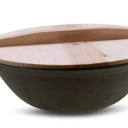 Artisan-Made Rustic Wooden Lid with Iron Handle for Cookware