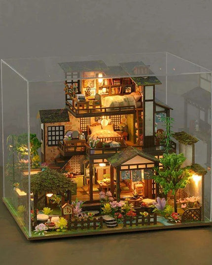 Bamboo Courtyard DIY 3D Miniature Dollhouse Assembly Kit - Unfinished Wooden Puzzle for Unique Home Decor and Gifting