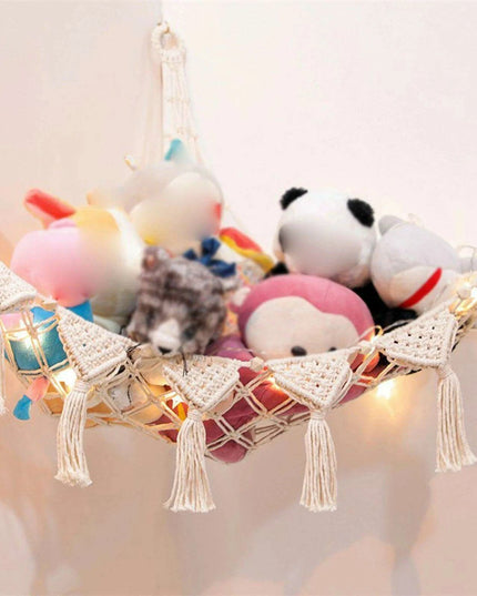 Stylish Bohemian Macrame Toy Storage Hammock with Chic Design