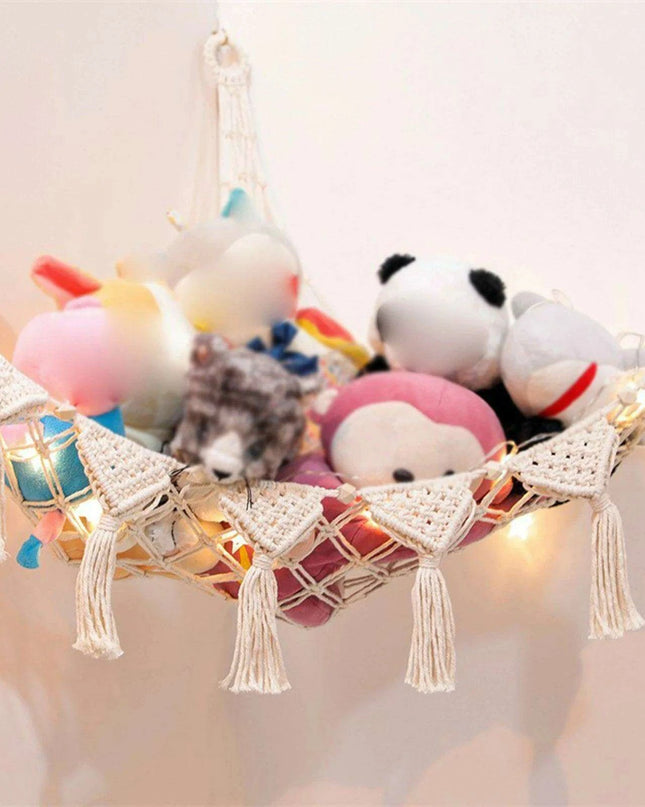 Stylish Bohemian Macrame Toy Storage Hammock with Chic Design