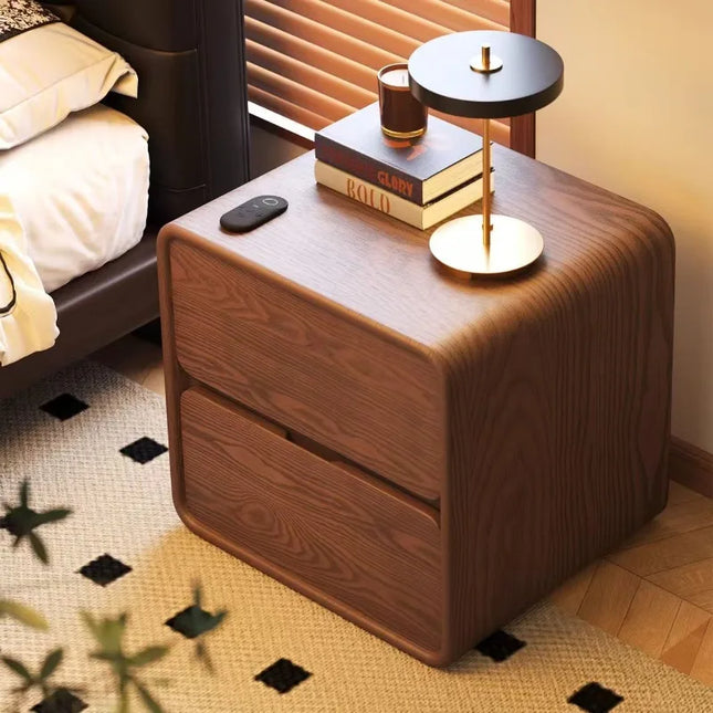 Liguang Vintage Cream Wood Nightstand with Storage - Modern Design