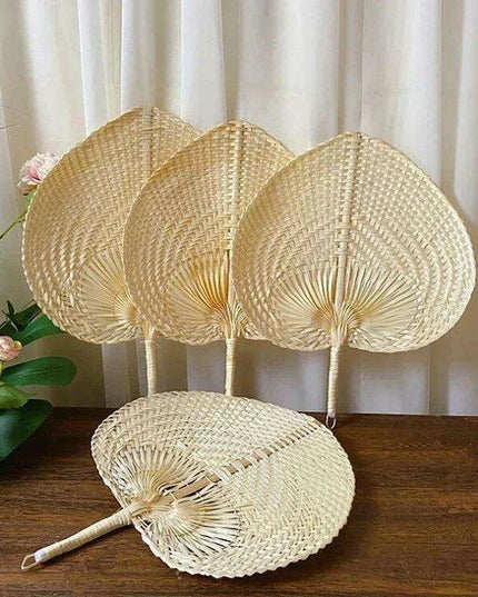 Handcrafted Bamboo Heart-Shaped Fan for Summer Celebrations and Home Elegance